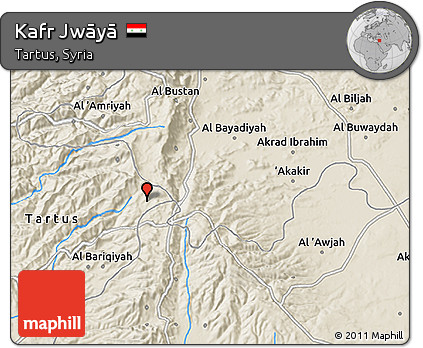 Shaded Relief 3D Map of Kafr Jwāyā