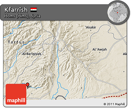 Shaded Relief 3D Map of Kfarrīsh