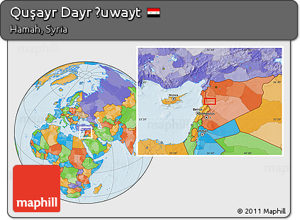 Political Location Map of Quşayr Dayr Ḩuwayt