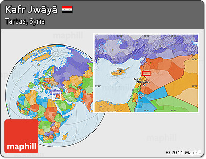 Political Location Map of Kafr Jwāyā