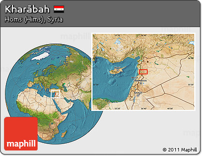 Satellite Location Map of Kharābah