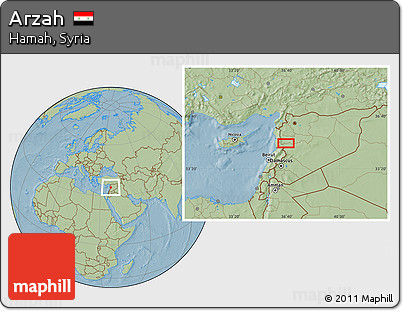 Savanna Style Location Map of Arzah, hill shading