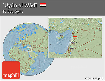 Savanna Style Location Map of `Uyūn Al Wādī, hill shading