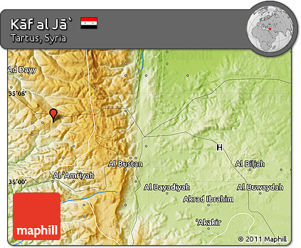 Physical Map of Kāf Al Jā`