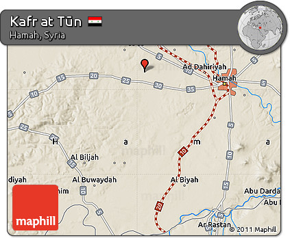 Shaded Relief Map of Kafr At Tūn