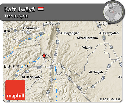 Shaded Relief Map of Kafr Jwāyā
