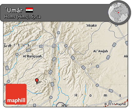 Shaded Relief Map of `Umār