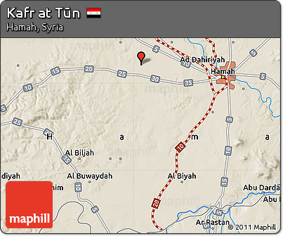 Shaded Relief Map of Kafr At Tūn