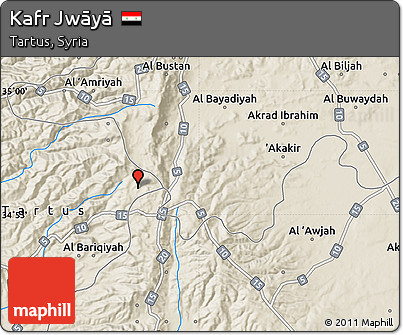 Shaded Relief Map of Kafr Jwāyā