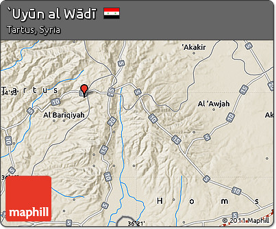 Shaded Relief Map of `Uyūn Al Wādī