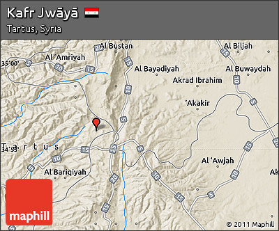Shaded Relief Map of Kafr Jwāyā