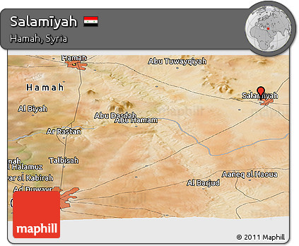 Satellite Panoramic Map of Salamīyah