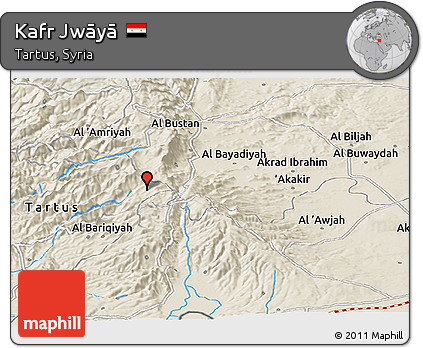 Shaded Relief Panoramic Map of Kafr Jwāyā