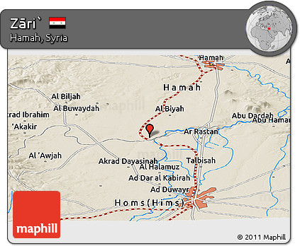 Shaded Relief Panoramic Map of Zāri`