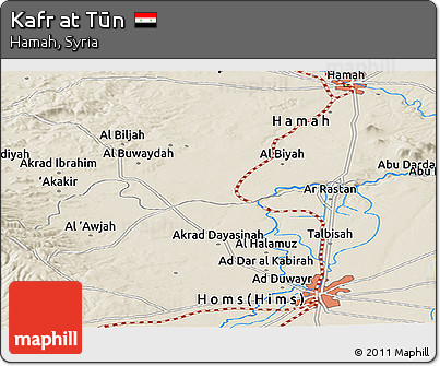Shaded Relief Panoramic Map of Kafr At Tūn