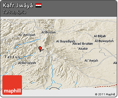 Shaded Relief Panoramic Map of Kafr Jwāyā