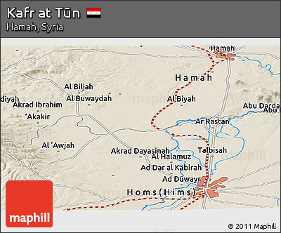 Shaded Relief Panoramic Map of Kafr At Tūn