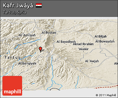 Shaded Relief Panoramic Map of Kafr Jwāyā