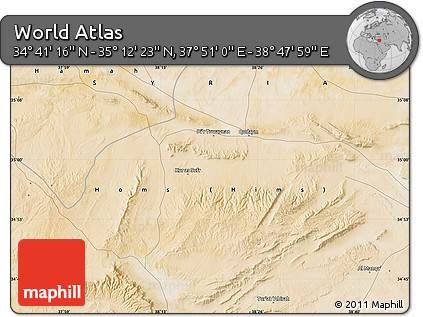 Satellite Map of the Area around 34° 56' 49" N, 38° 19' 30" E