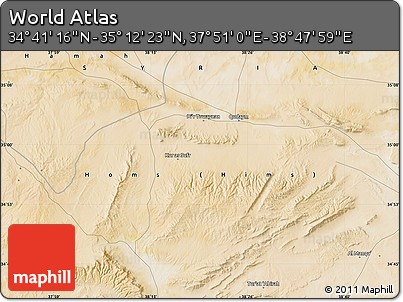 Satellite Map of the Area around 34° 56' 49" N, 38° 19' 30" E