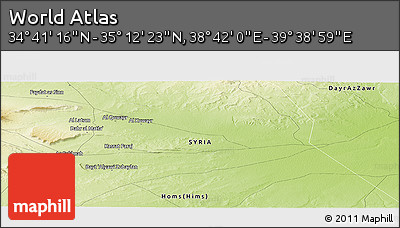 Physical Panoramic Map of the Area around 34° 56' 49" N, 39° 10' 29" E