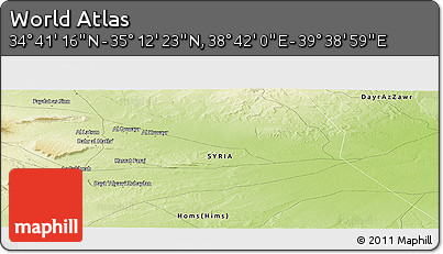 Physical Panoramic Map of the Area around 34° 56' 49" N, 39° 10' 29" E