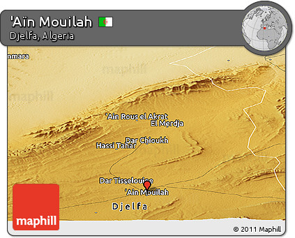Physical Panoramic Map of 'Aïn Mouilah