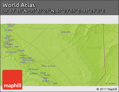 Physical 3D Map of the Area around 34° 56' 49" N, 40° 52' 30" E