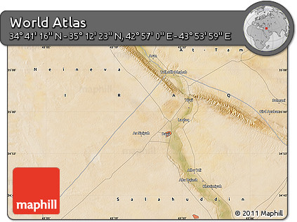 Satellite Map of the Area around 34° 56' 49" N, 43° 25' 29" E