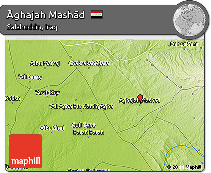 Physical 3D Map of Āghajah Mashād