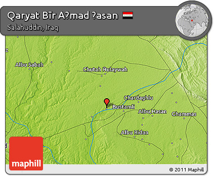 Physical 3D Map of Qaryat Bīr Aḩmad Ḩasan