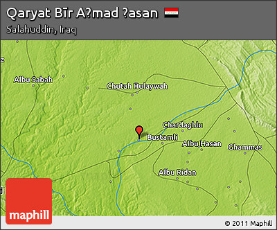 Physical 3D Map of Qaryat Bīr Aḩmad Ḩasan