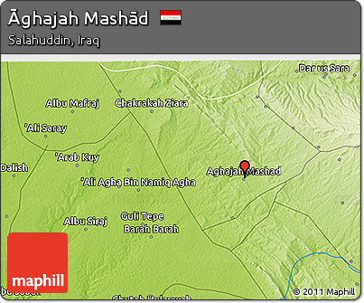 Physical 3D Map of Āghajah Mashād