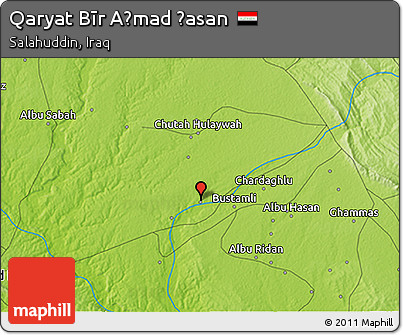 Physical 3D Map of Qaryat Bīr Aḩmad Ḩasan