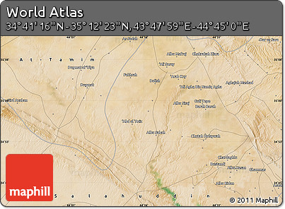 Satellite Map of the Area around 34° 56' 49" N, 44° 16' 29" E