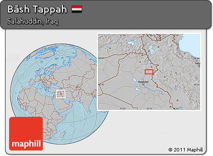Gray Location Map of Bāsh Tappah, hill shading