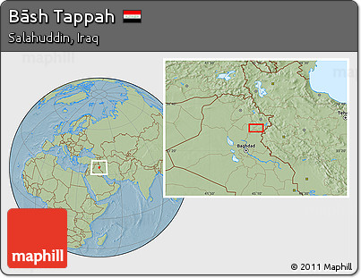 Savanna Style Location Map of Bāsh Tappah, hill shading