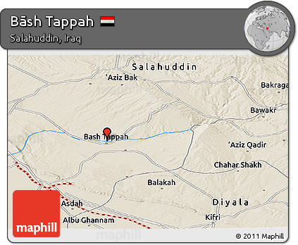 Shaded Relief Panoramic Map of Bāsh Tappah