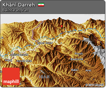 Physical 3D Map of Khānī Darreh
