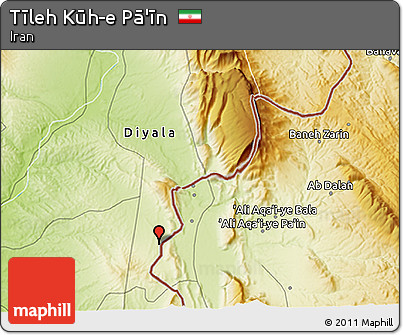 Physical 3D Map of Tīleh Kūh-e Pā'īn