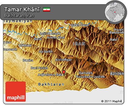 Physical Panoramic Map of Tamar Khānī