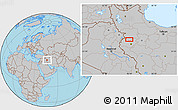 Gray Location Map of the area around 34° 56' 49" N, 46° 49' 30" E