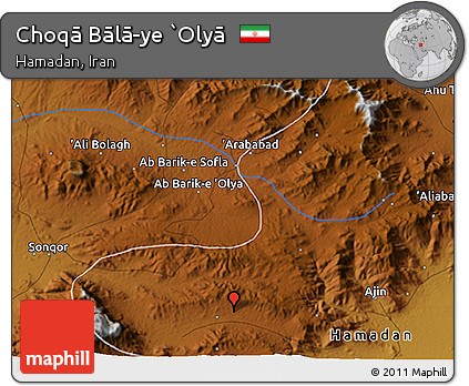 Physical 3D Map of Choqā Bālā-ye `Olyā