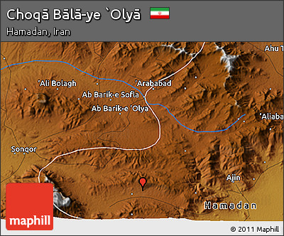 Physical 3D Map of Choqā Bālā-ye `Olyā