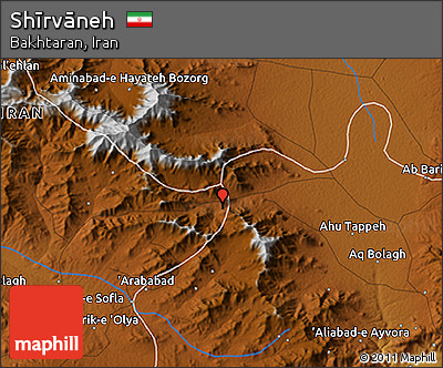 Physical 3D Map of Shīrvāneh