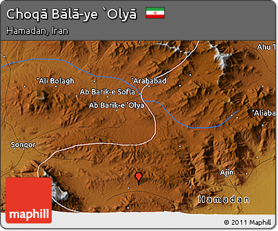 Physical 3D Map of Choqā Bālā-ye `Olyā