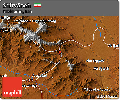 Physical 3D Map of Shīrvāneh