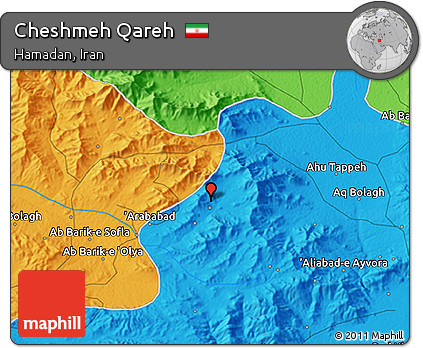 Political 3D Map of Cheshmeh Qareh