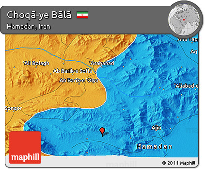 Political 3D Map of Choqā-ye Bālā