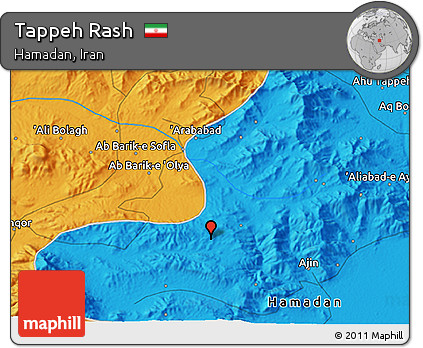 Political 3D Map of Tappeh Rash
